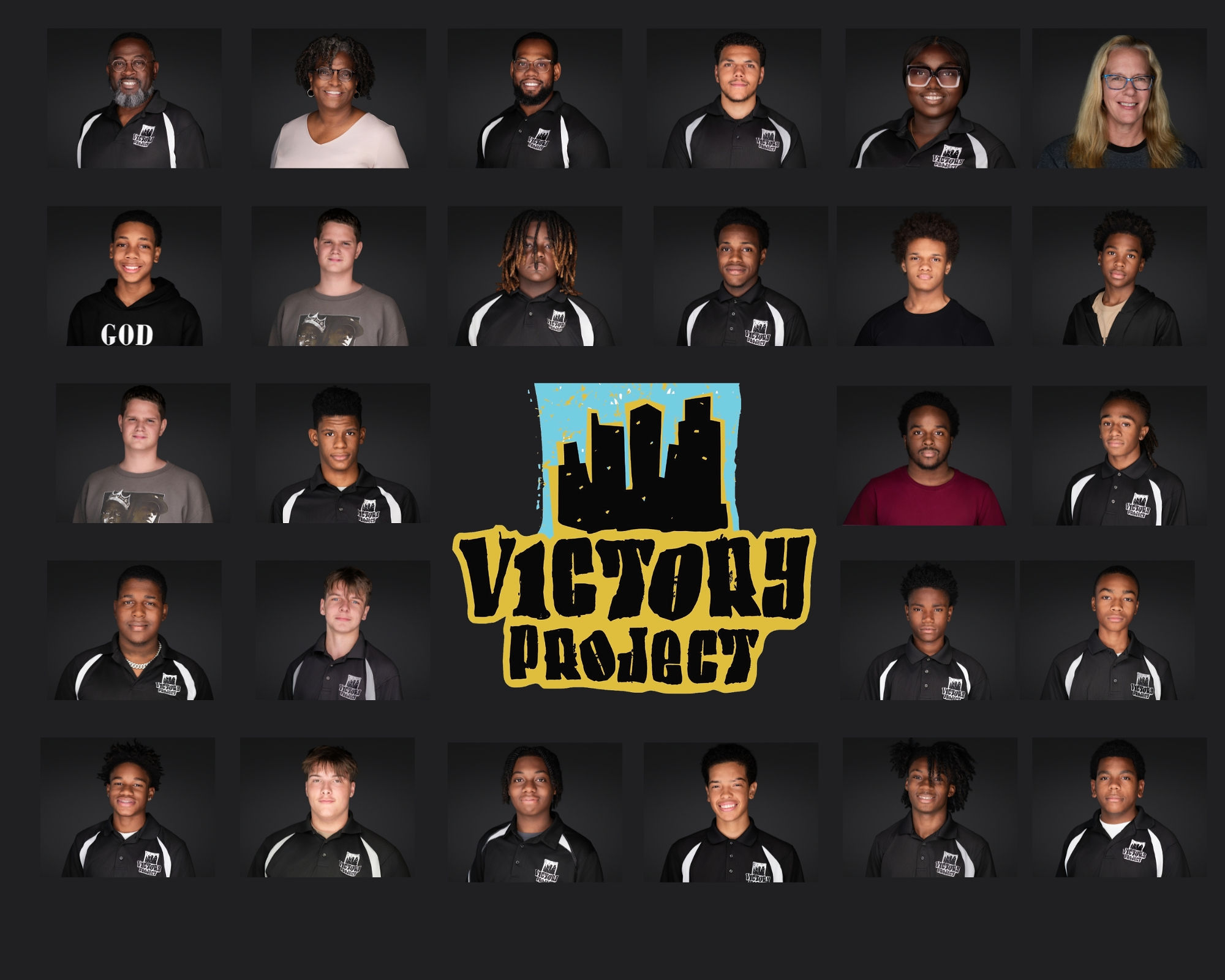 A collage of group headshots taken by Mark Denney.